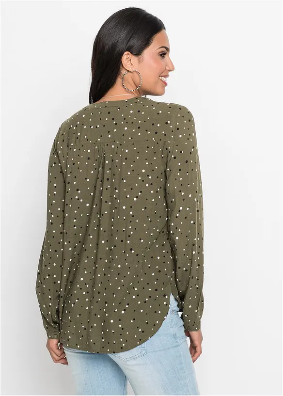 Bluse aus reiner Viskose in grün von hinten (im Anschnitt) - bonprix