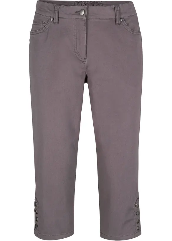 Capri-Hose aus Baumwoll-Mix in grau von vorne - bonprix