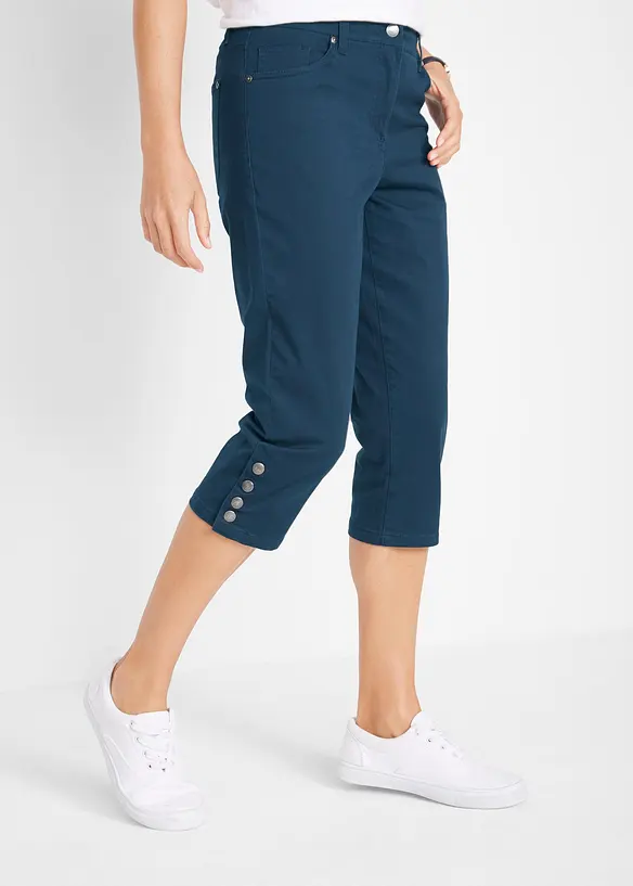 Capri-Hose aus Baumwoll-Mix in blau von vorne - bonprix