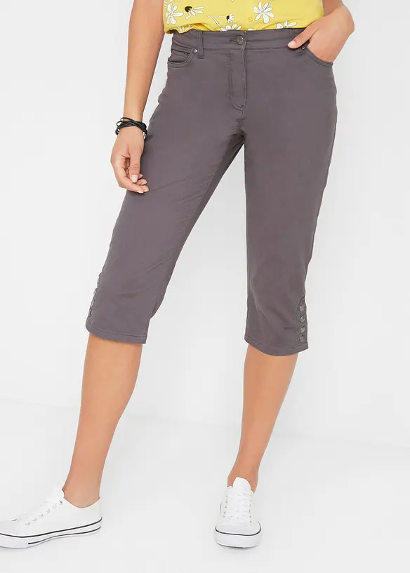 Capri-Hose aus Baumwoll-Mix in grau von vorne - bonprix