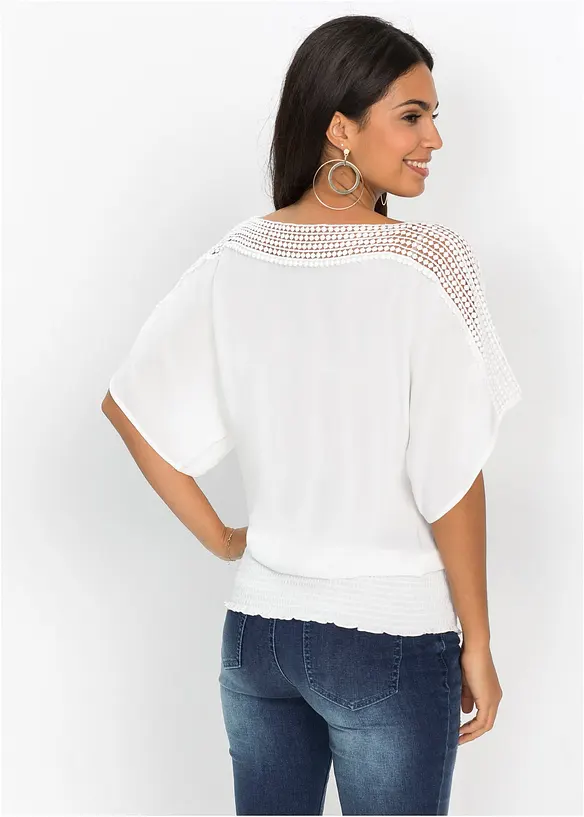 Bluse aus reiner Viskose in weiß von hinten (im Anschnitt) - bonprix