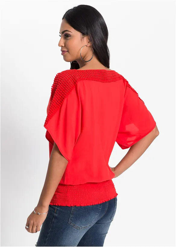 Bluse aus reiner Viskose in rot von hinten (im Anschnitt) - bonprix