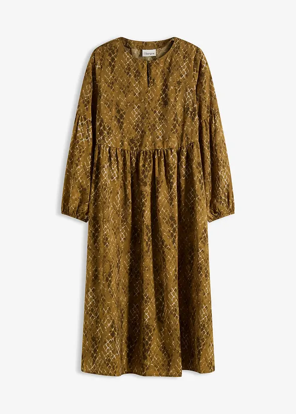 Midikleid aus fließendem Satin in grün von vorne - bonprix