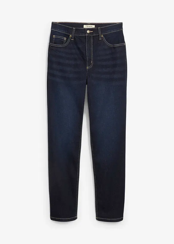 Straight-Jeans High Waist cropped in blau von vorne - bonprix