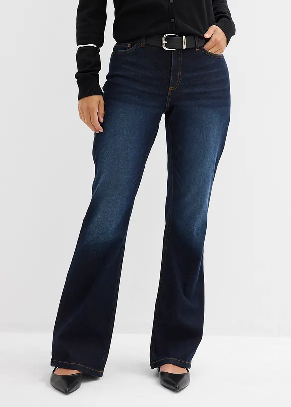Flared-Jeans Mid Waist in blau von vorne - bonprix