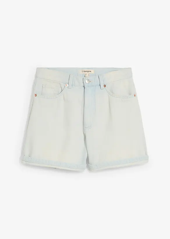 Jeans-Shorts High Waist, Low Stretch in blau von vorne - bonprix