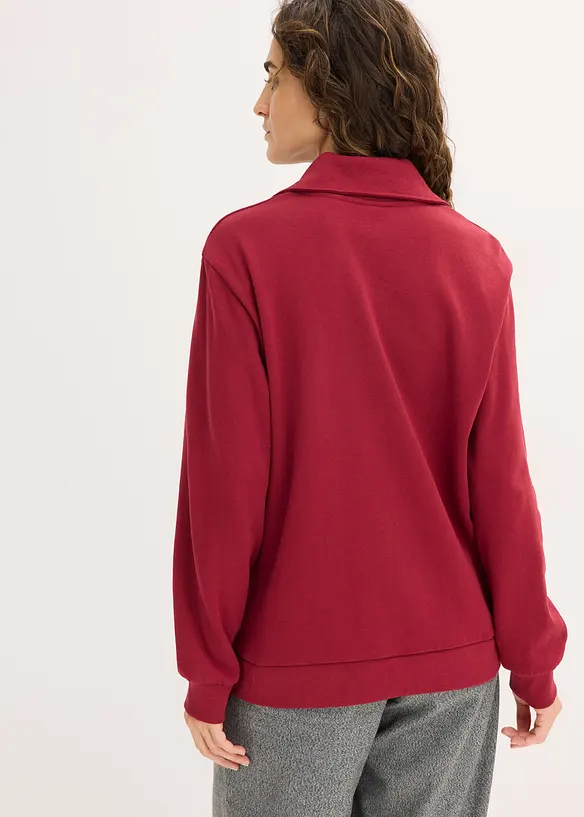 Oversize-Sweatshirt mit Reißverschluss in rot von hinten (im Anschnitt) - bonprix