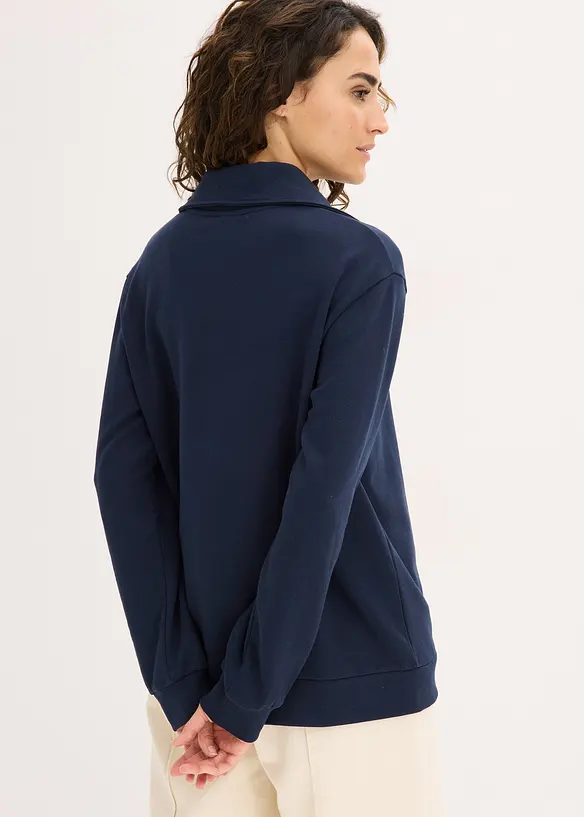Oversize-Sweatshirt mit Reißverschluss in blau von hinten (im Anschnitt) - bonprix