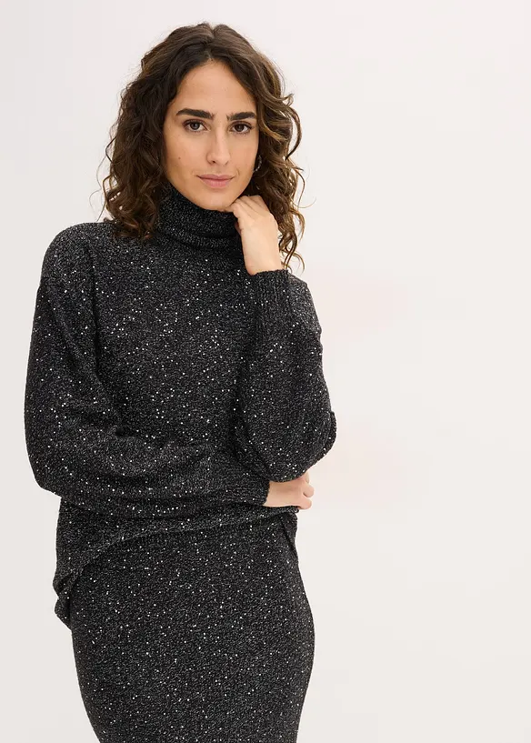 Pullover in schwarz von vorne (im Anschnitt) - bonprix