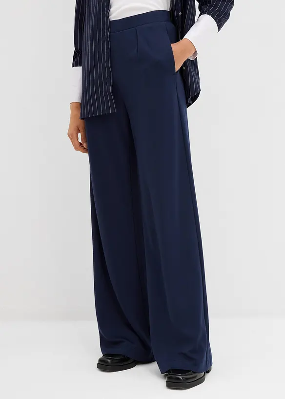 Palazzo-Hose aus bequemen Punto di Roma in blau von vorne - bonprix Palazzo-Hose aus bequemen Punto di Roma in blau von vorne - bonprix