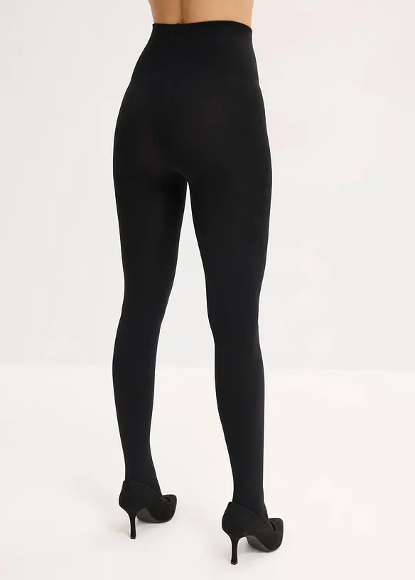 Thermostrumpfhose mit softem Fleece 150 DEN in schwarz von hinten - bonprix