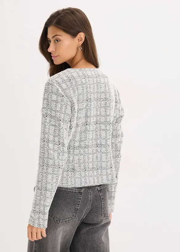 Bouclé Cardigan aus Baumwolle in schwarz von hinten (im Anschnitt) - bonprix