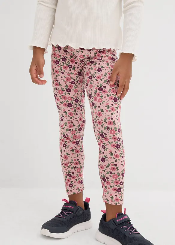 Leggings aus elastischem Bio-Baumwoll-Mix (2er Pack) in lila von vorne - bonprix