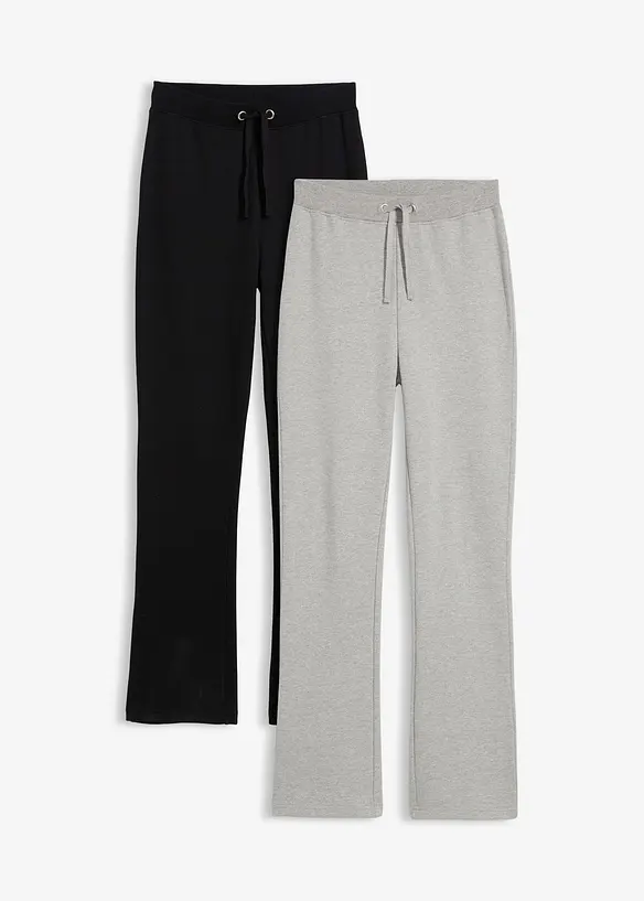 Jogginghose aus reiner Bio-Baumwolle (2er Pack) in schwarz von vorne - bonprix