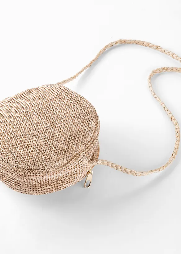 Runde Umhängetasche in Strohoptik in beige von hinten - bonprix