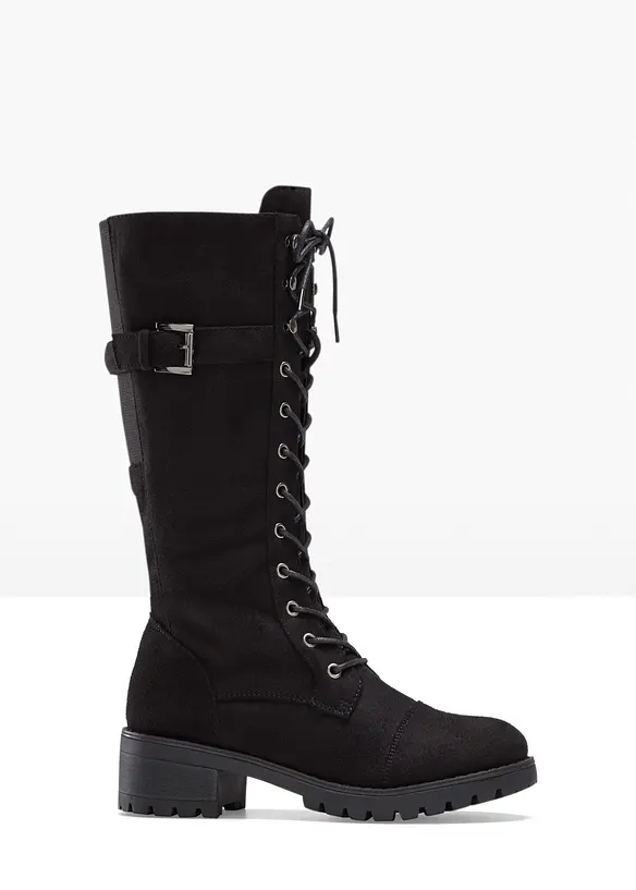 Schnürstiefel in schwarz von vorne - bonprix