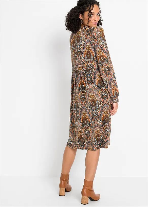 Jerseykleid mit Paisley in rot von hinten (Totalaufnahme) - bonprix