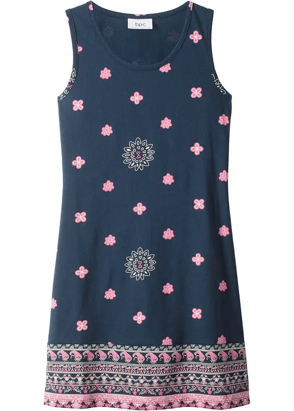 Jerseykleid aus reiner Bio-Baumwolle in blau von vorne - bonprix