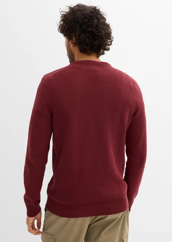 Feinstrickpullover in Regular Fit in rot von hinten (im Anschnitt) - bonprix