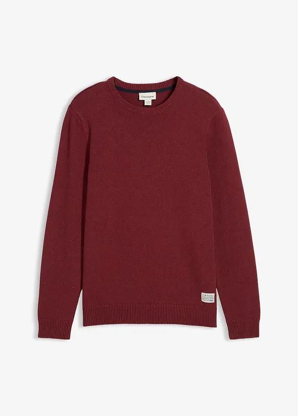 Feinstrickpullover in Regular Fit in rot von vorne - bonprix
