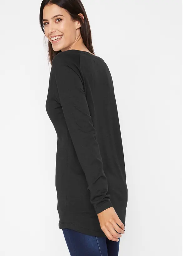 Longshirt aus leichtem Jersey in schwarz von hinten (im Anschnitt) - bonprix Longshirt aus leichtem Jersey in schwarz von hinten (im Anschnitt) - bonprix