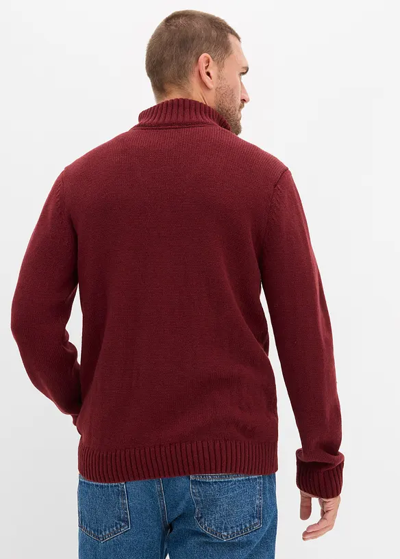 Troyer mit Zopfmuster in rot von hinten (im Anschnitt) - bonprix