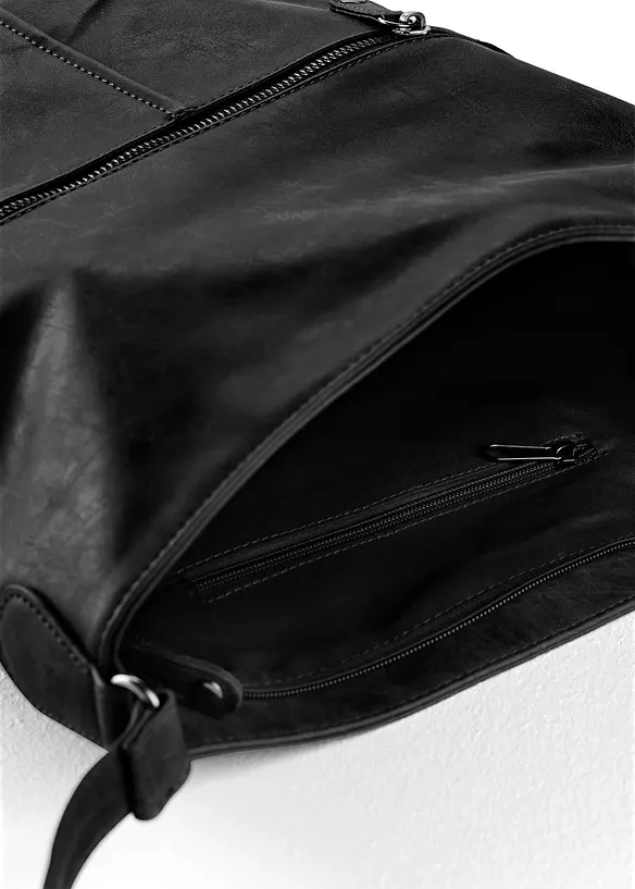 Handtasche mit austauschbarem Trageriemen in schwarz geöffnet - bonprix