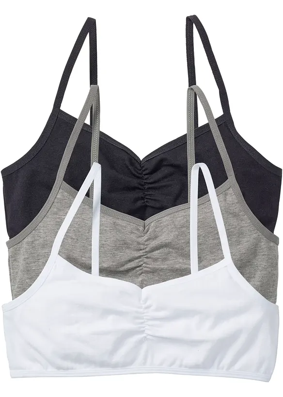Bustier mit weicher Baumwolle (3er Pack) in weiß von vorne - bonprix