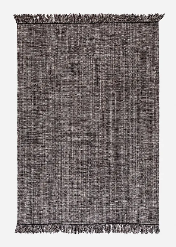 Kelim-Teppich mit Fransen in grau von vorne - bonprix