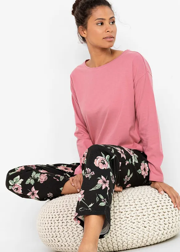 Pyjama aus reiner Bio-Baumwolle in lila (Detailaufnahme) - bonprix