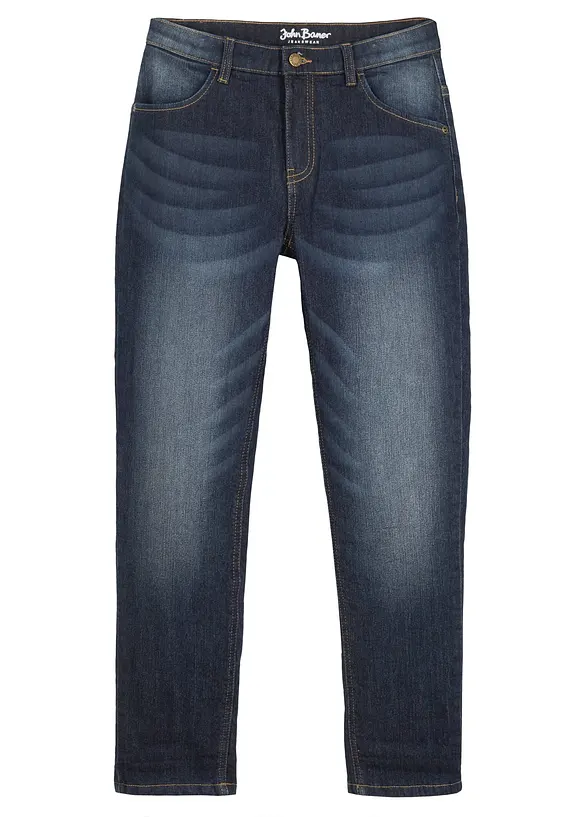 Thermo Slim-Fit-Jeans mit Fleecefutter, Straight in blau von vorne - bonprix