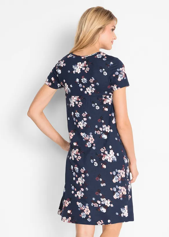 Kurzes Jerseykleid aus softem Viskose-Mix in blau von hinten (Totalaufnahme) - bonprix