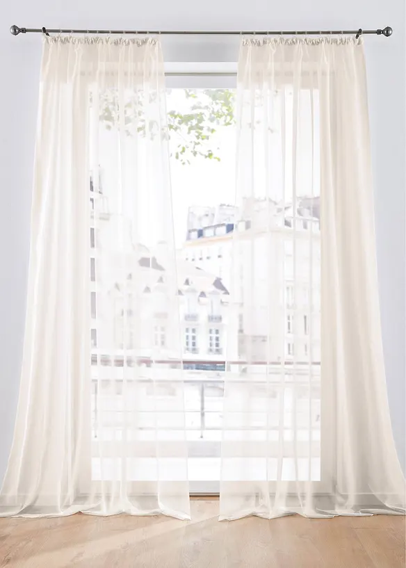 Gardinen aus leichtem Voile (2er Pack) in beige - bonprix
