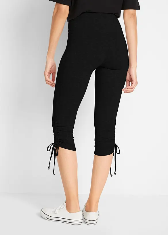 Capri-Leggings mit Raffung (2er Pack) in schwarz von hinten - bonprix Capri-Leggings mit Raffung (2er Pack) in schwarz von hinten - bonprix
