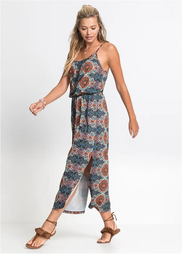 Maxikleid mit Seitenschlitzen in braun von vorne (Totalaufnahme) - bonprix