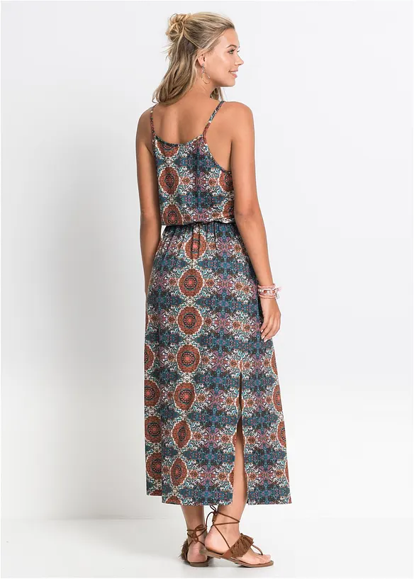 Maxikleid mit Seitenschlitzen in braun von hinten (Totalaufnahme) - bonprix