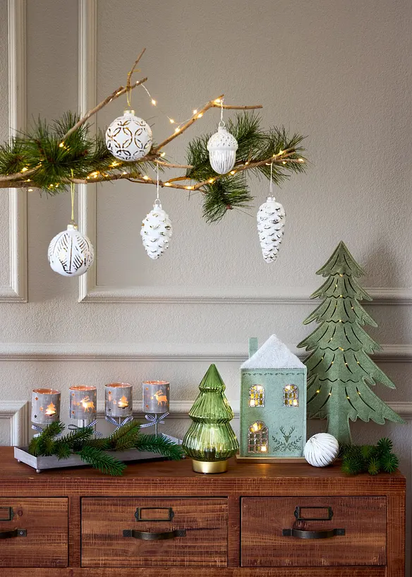 Weihnachtskugeln (12-tlg. Set) in weiß (Ambiente) - bonprix