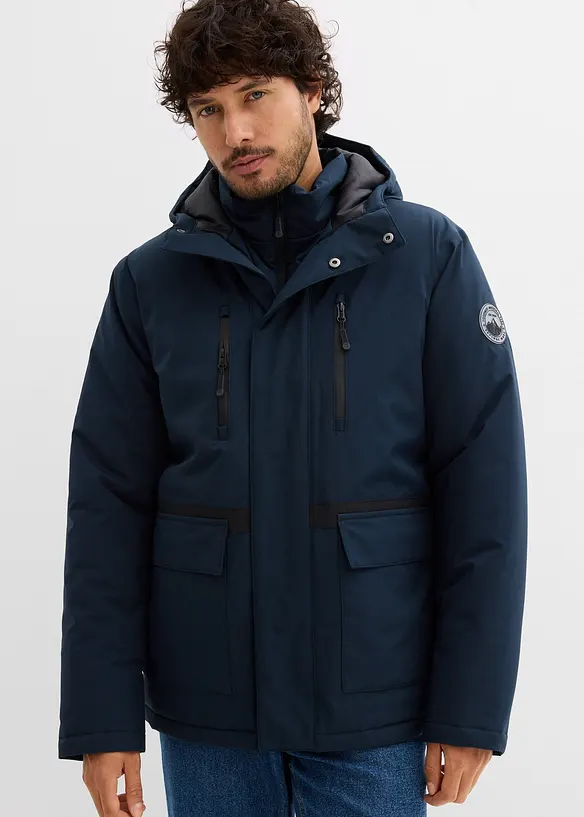 Wasserdichte Funktions-Jacke in blau von vorne (im Anschnitt) - bonprix