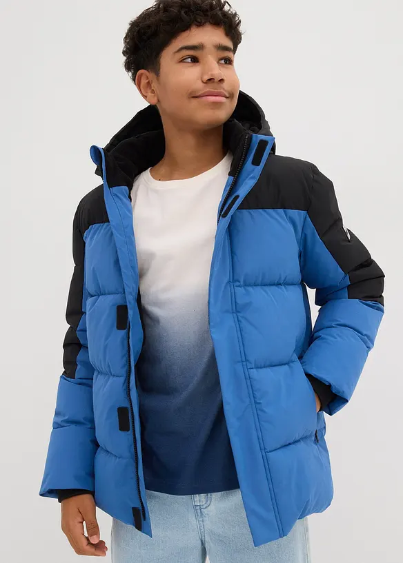 Wasserabweisende Winterjacke mit Fleecefutter in blau von vorne (im Anschnitt) - bonprix