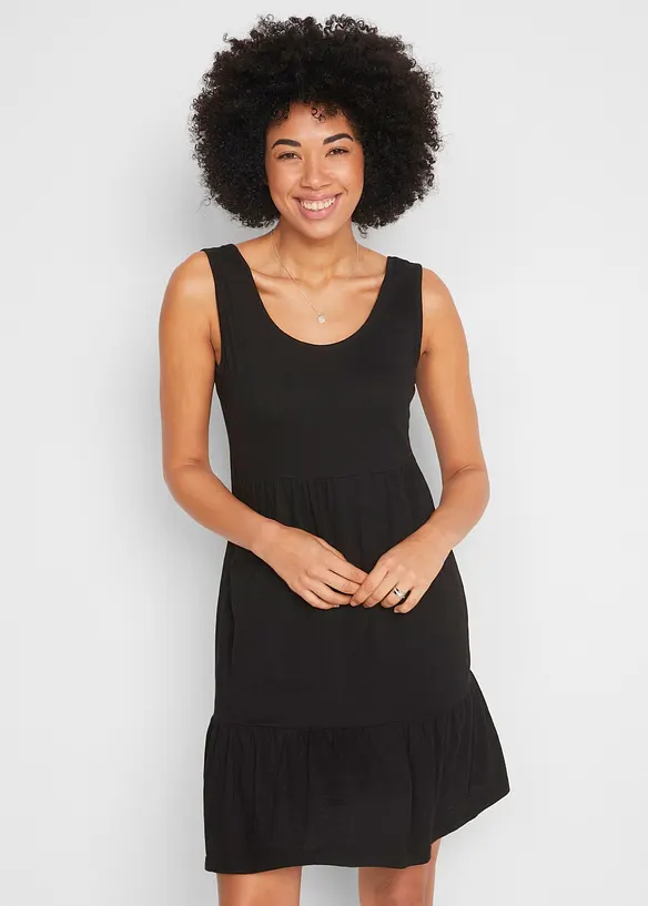 Jerseykleid aus reiner Baumwolle in schwarz von hinten (Totalaufnahme) - bonprix