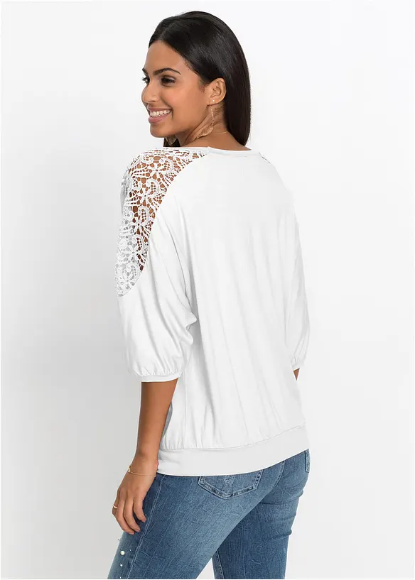 Oversize-Shirt  aus Viskose-Mix in weiß von hinten (im Anschnitt) - bonprix