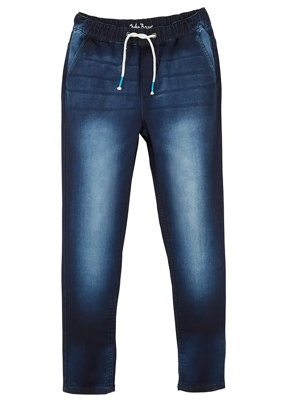 Regular Fit Schlupf-Sweat-Jeans, Straight in blau von vorne - bonprix