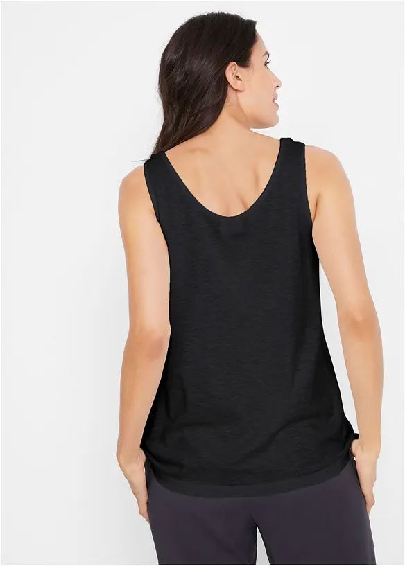 Baumwoll Top mit Knotendetails in schwarz von hinten (im Anschnitt) - bonprix