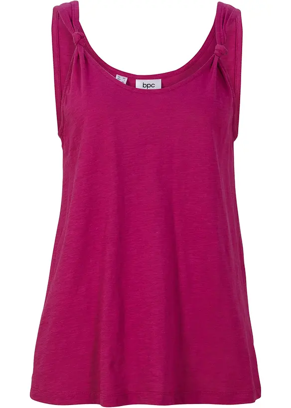 Baumwoll Top mit Knotendetails in lila von vorne - bonprix