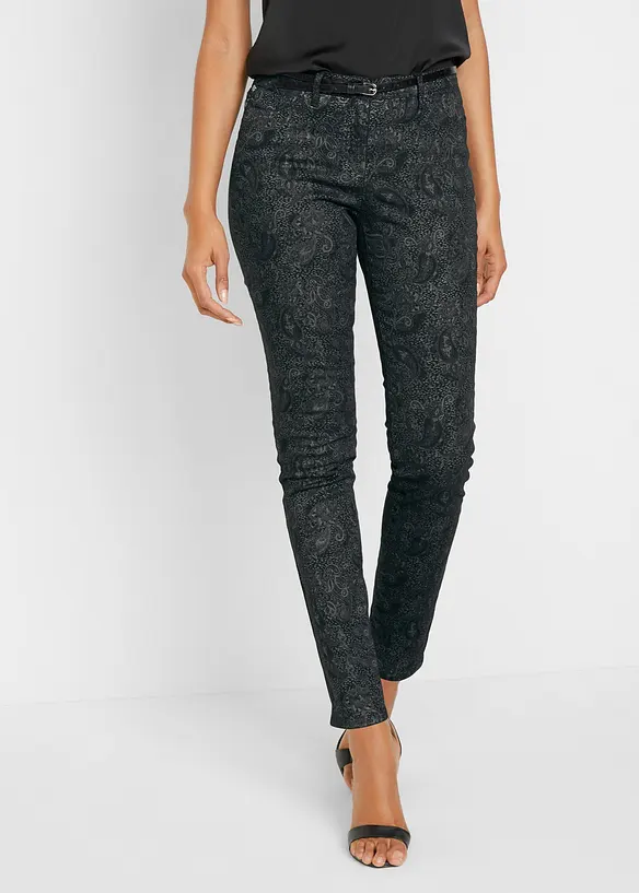 Twillhose mit edlem Druck in schwarz von vorne - bonprix