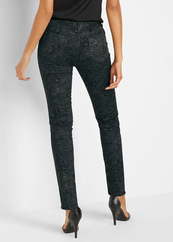 Twillhose mit edlem Druck in schwarz von hinten - bonprix