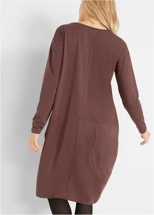 Jerseykleid in O-Shape in braun von hinten (Totalaufnahme) - bonprix