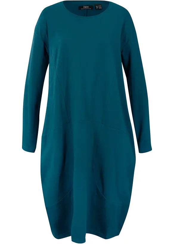 Jerseykleid in O-Shape in petrol von vorne - bonprix