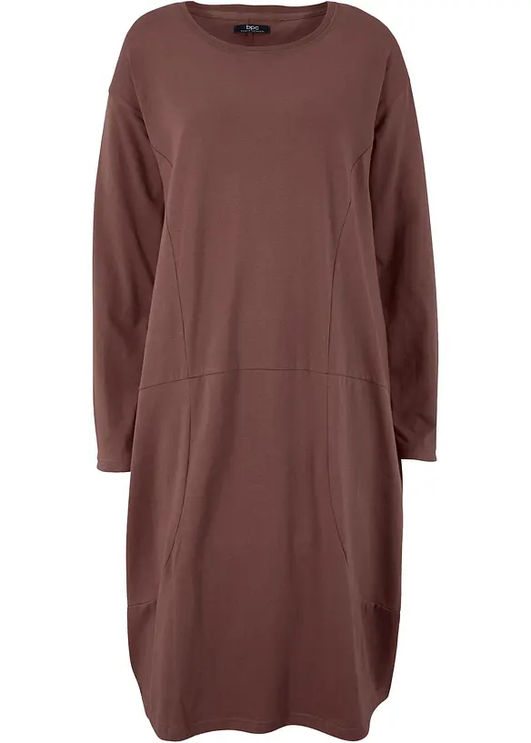 Jerseykleid in O-Shape in braun von vorne - bonprix