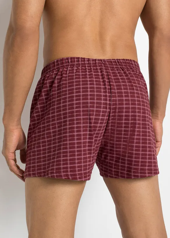 Lockere Jersey Boxershorts aus Baumwolle (3er Pack) in rot von hinten - bonprix
